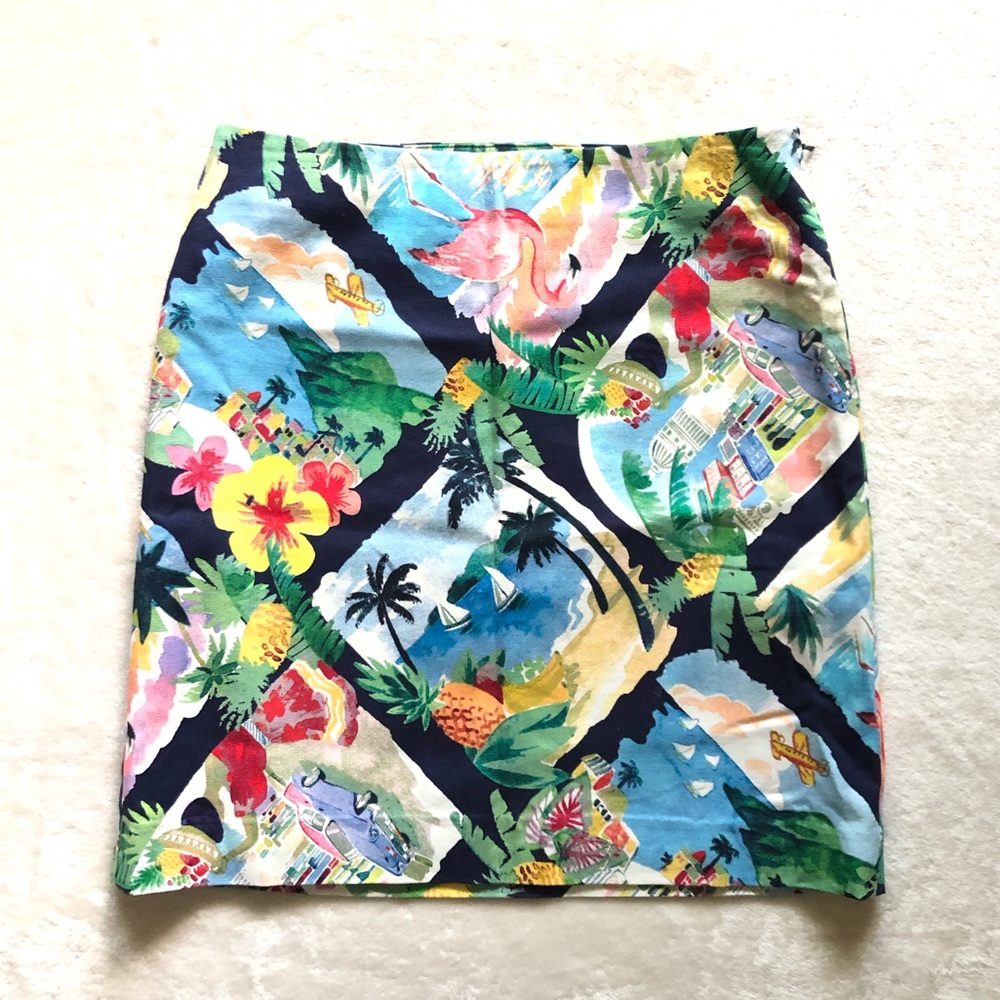 Talbots Tropical Vacation Themed Cotton Skirt